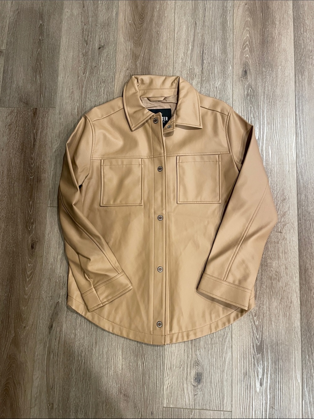 Hollister Tan Faux Leather Shacket Jacket
